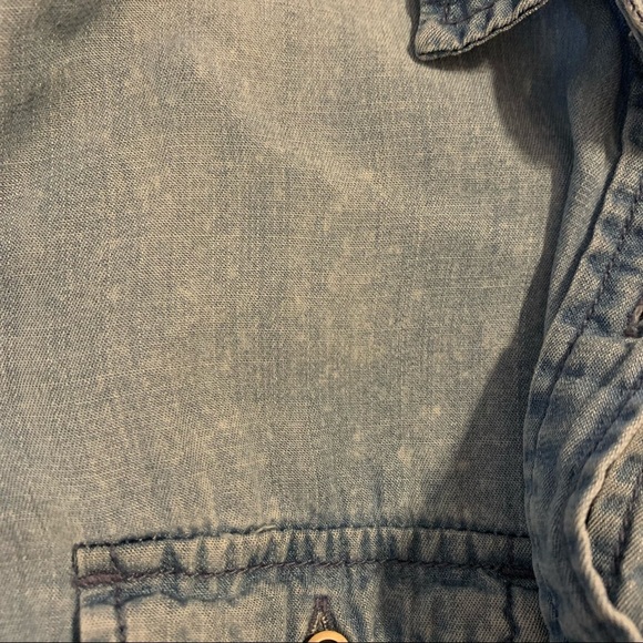 Forever 21 Button Front Chambray Light Wash Mini Shirt Dress Tunic Women’s S - Picture 8 of 13